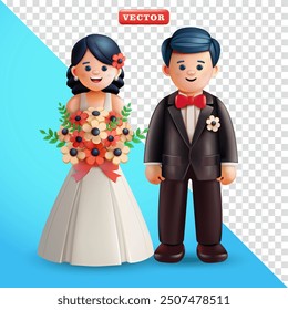 Wedding couple, 3d vector suitable for events and design elements