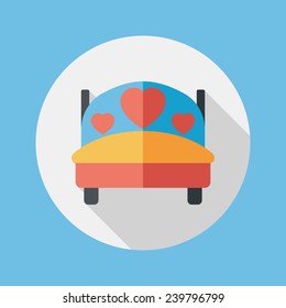 wedding couple bed flat icon with long shadow,eps10