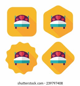 wedding couple bed flat icon with long shadow,eps10