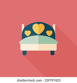wedding couple bed flat icon with long shadow,eps10