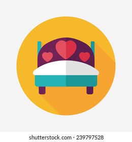 wedding couple bed flat icon with long shadow,eps10