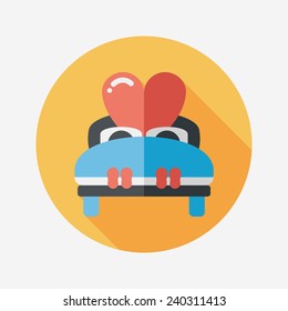 wedding couple bed flat icon with long shadow,eps10
