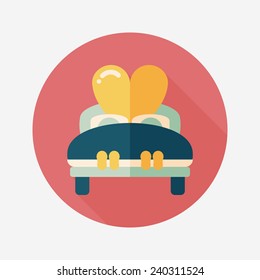 wedding couple bed flat icon with long shadow,eps10