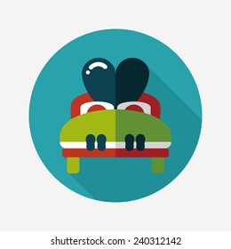 wedding couple bed flat icon with long shadow,eps10
