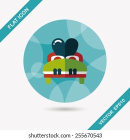 wedding couple bed flat icon with long shadow,eps10