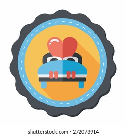 wedding couple bed flat icon with long shadow,eps10