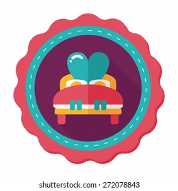 wedding couple bed flat icon with long shadow,eps10
