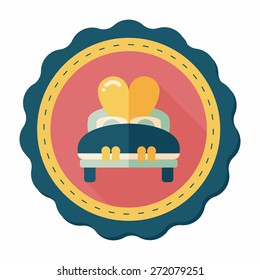 wedding couple bed flat icon with long shadow,eps10