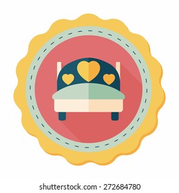 wedding couple bed flat icon with long shadow,eps10