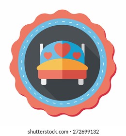 wedding couple bed flat icon with long shadow,eps10