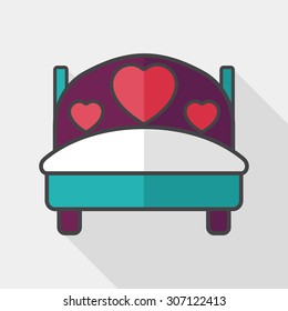 wedding couple bed flat icon with long shadow,eps10
