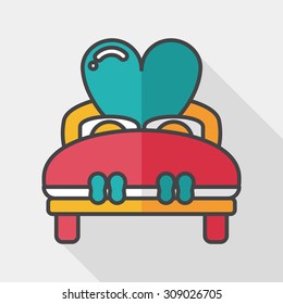 wedding couple bed flat icon with long shadow,eps10