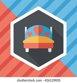 wedding couple bed flat icon with long shadow,eps10