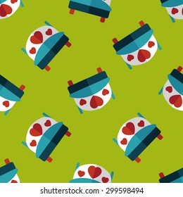 wedding couple bed flat icon,eps10 seamless pattern background