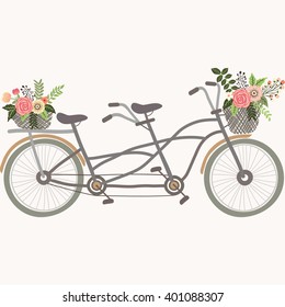 Wedding Couple Bicycle with Flowers