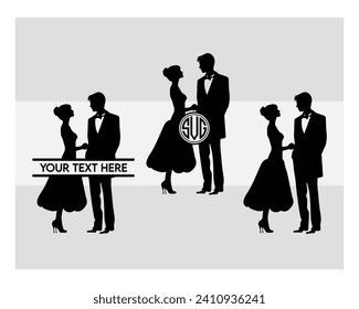 Wedding Couple, Wedding Boy And Girl, Couple, Romance, Love Day, Mr And Mrs, Wedding Silhouette, Clipart, Vector,