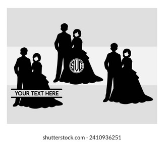 Wedding Couple, Wedding Boy And Girl, Couple, Romance, Love Day, Mr And Mrs, Wedding Silhouette, Clipart, Vector,