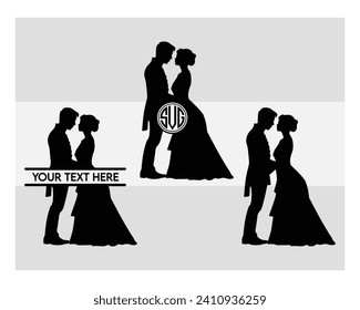 Wedding Couple, Wedding Boy And Girl, Couple, Romance, Love Day, Mr And Mrs, Wedding Silhouette, Clipart, Vector,