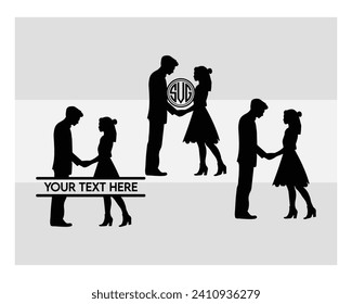 Wedding Couple, Wedding Boy And Girl, Couple, Romance, Love Day, Mr And Mrs, Wedding Silhouette, Clipart, Vector,