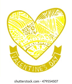 Wedding couple. Bride and groom. Flat style illustration. love card. yellow heart. vector