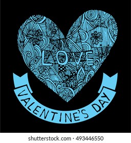 Wedding couple. Bride and groom. Flat style illustration. love card. blue black heart. vector