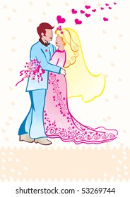 Wedding couple ,bride and groom with hearts