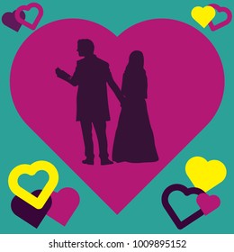 Wedding couple card vector hand drawn