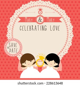 Wedding couple Cartoon card template, vector/illustration. Celebrating Love wedding invitation