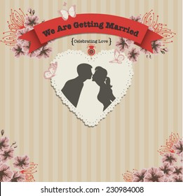 Wedding couple Cartoon card template, vector/illustration. Celebrating Love wedding invitation