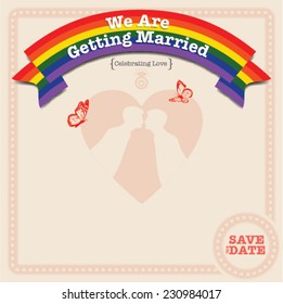 Wedding couple Cartoon card template, vector/illustration. Celebrating Love wedding invitation