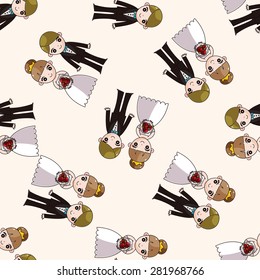 wedding couple , cartoon seamless pattern background