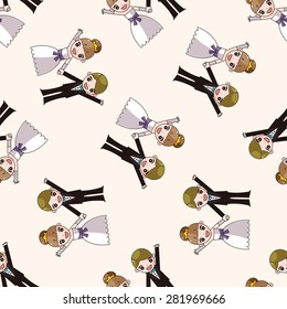 wedding couple , cartoon seamless pattern background