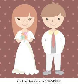Wedding couple cartoon , Vector illustration