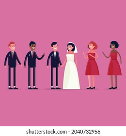 wedding couple character collection vector illustration