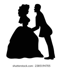 Wedding couple character silhouette vector