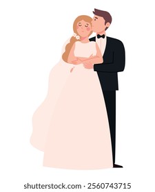wedding couple characters icon isolated
