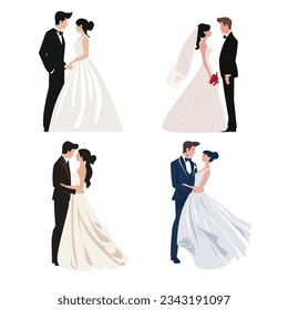 Wedding couple collection bride and groom set