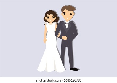 Wedding couple concept. Creative idea design. Flat vector illustration for template brochure or presentation