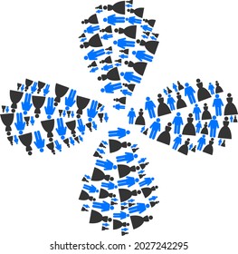 Wedding couple curl flower cluster. Object cluster designed from oriented wedding couple symbols. Vector flower collage in flat style.