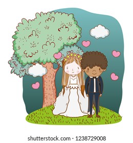 Wedding couple cute cartoon