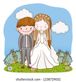 Wedding couple cute cartoon