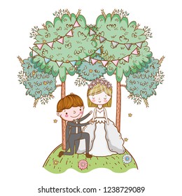 Wedding couple cute cartoon