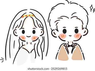 casal de casamento desenhos animados bonito vetor plana ilustrações