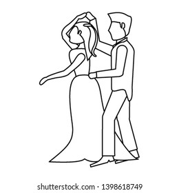 Wedding couple dancing in black and white