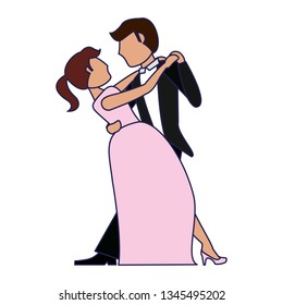 Wedding couple dancing blue lines