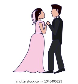 Wedding couple dancing blue lines