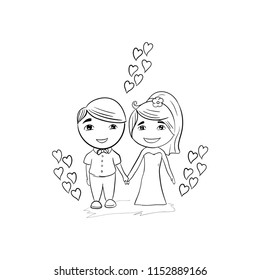 wedding couple doodle icon vector 
