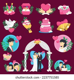 Wedding Couple Element Illustration Set