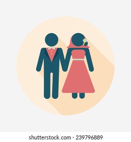 wedding couple flat icon with long shadow,eps10