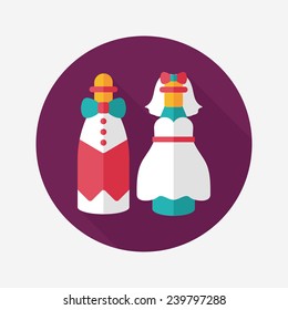 wedding couple flat icon with long shadow,eps10